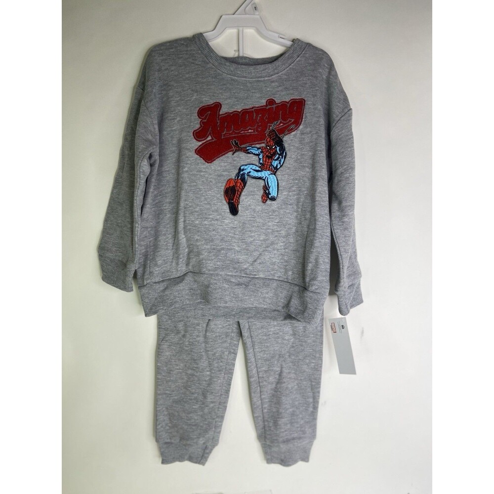 Marvel Spider-Man 2 Piece Sweatshirt Top Pants Sweatsuit Outfit Set Kids Boys 4T